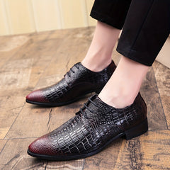 Men's Crocodile Pattern Lace Up Derby Shoes Business Formal Wedding
