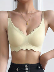 Scallop Trim Wireless Bra Seamless Intimates Lingerie