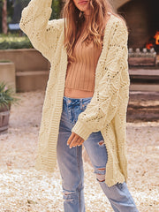 Hollow Out Open Front Knitted Cardigan