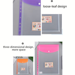 A4 11-Hole Snap File Bag, Colorful Transparent Storage Bag