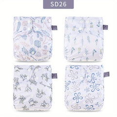 Elinfant 4pcs Washable Baby Nappies Gray Cloth Diapers