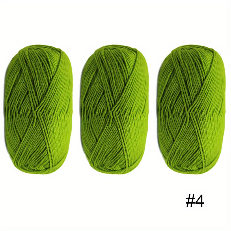 3pcs Assorted Soft 4-Ply Polyester Yarn for Knitting Crocheting