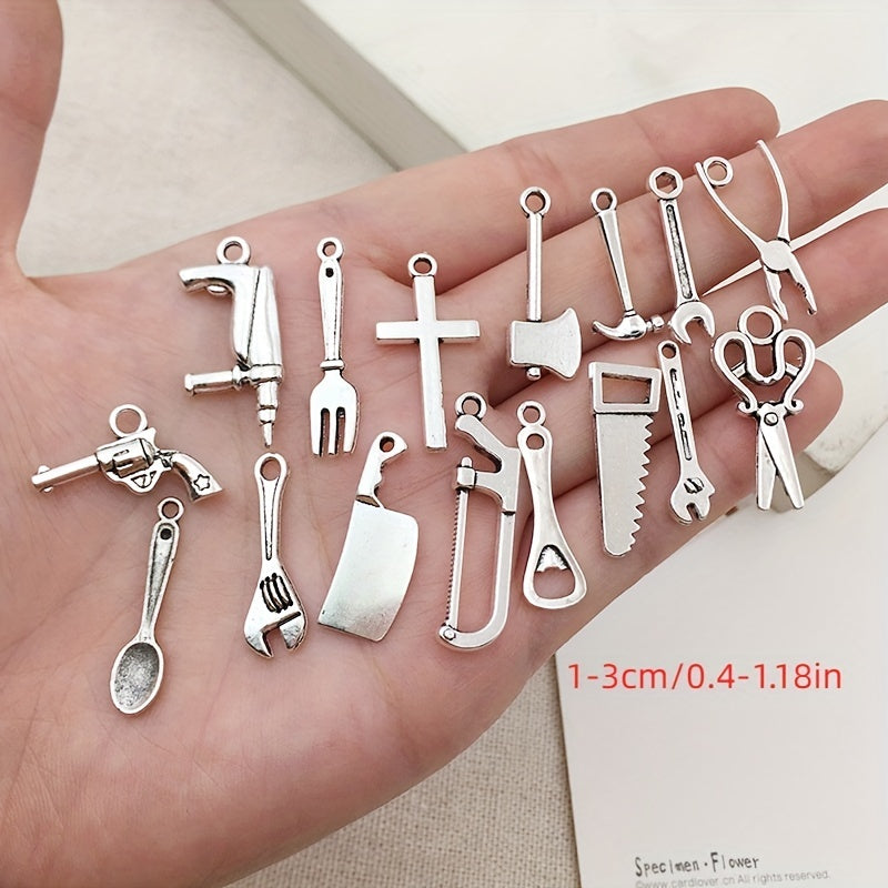 50Pcs Silvery Charms Tibetan Metal Charms Pendants DIY Jewelry Making