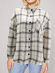 Plaid Button Front Plus Size Blouse Women's Gingham Shirt