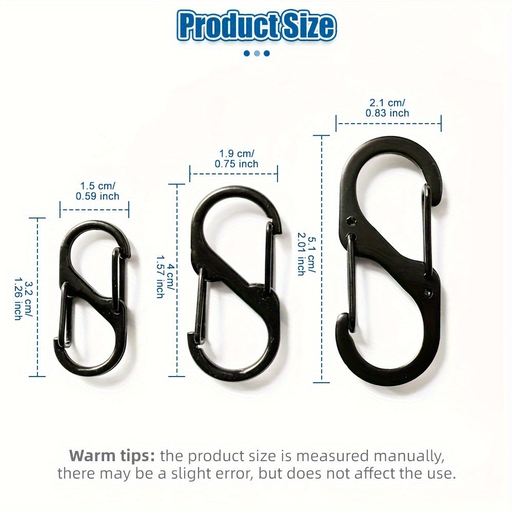 10pcs Stainless Steel S Type Carabiner Backpack Hanging Buckle Keychain
