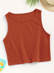 Waffle Solid Tank Top Sleeveless Crew Neck Casual & Comfy Women's Lingerie