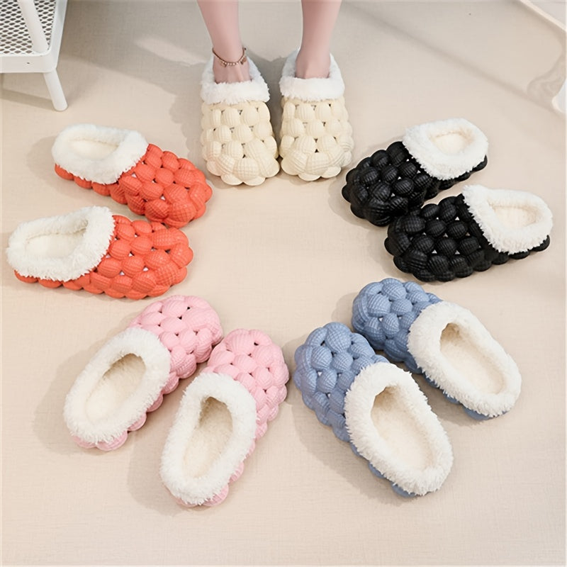 Women's Fleece Bubble Slides Warm Soft Shoes
