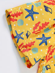 Toddler Boys Starfish Shell Casual Drawstring Waist Shorts Swim Trunks