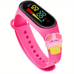 Kids Cartoon LED Touchable Wrist Watch With Doll Strap