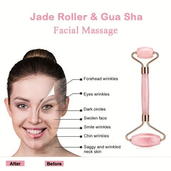 2pcs Faux Jade Double Headed Massage Stick with Facial Massage Board