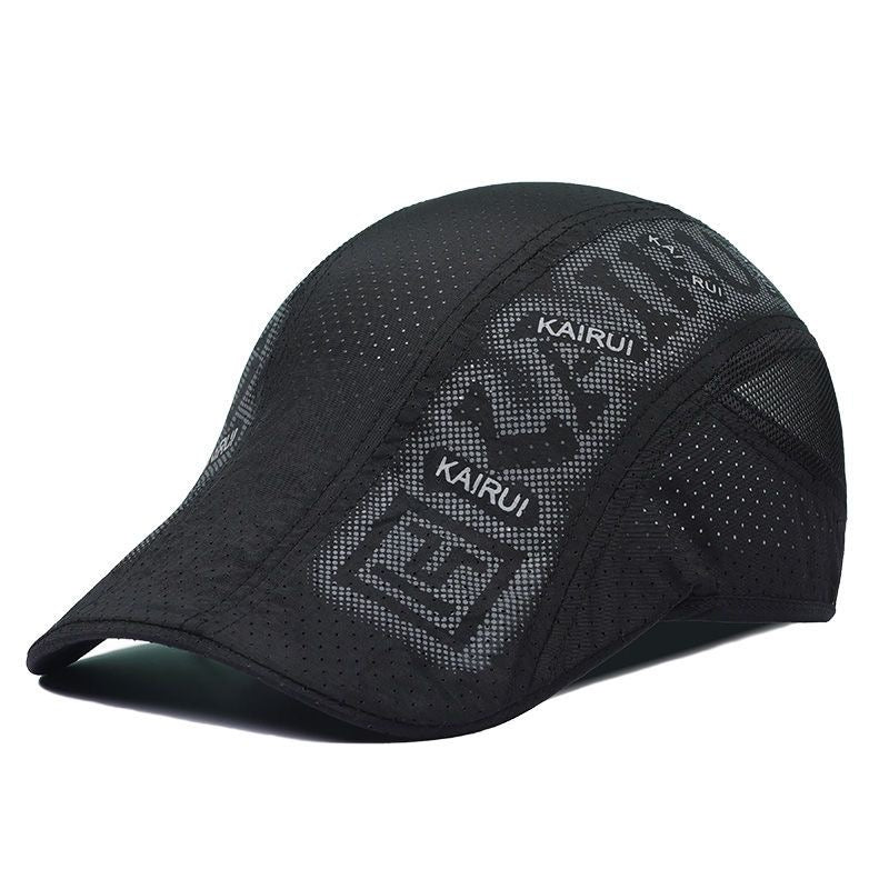 Men's Mesh Printed Forward Hat Thin Mesh Breathable Quick Drying Sunshade Beret