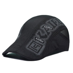 Men's Mesh Printed Forward Hat Thin Mesh Breathable Quick Drying Sunshade Beret