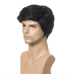 Men's Natural Short Curly Hair Wig Headgear