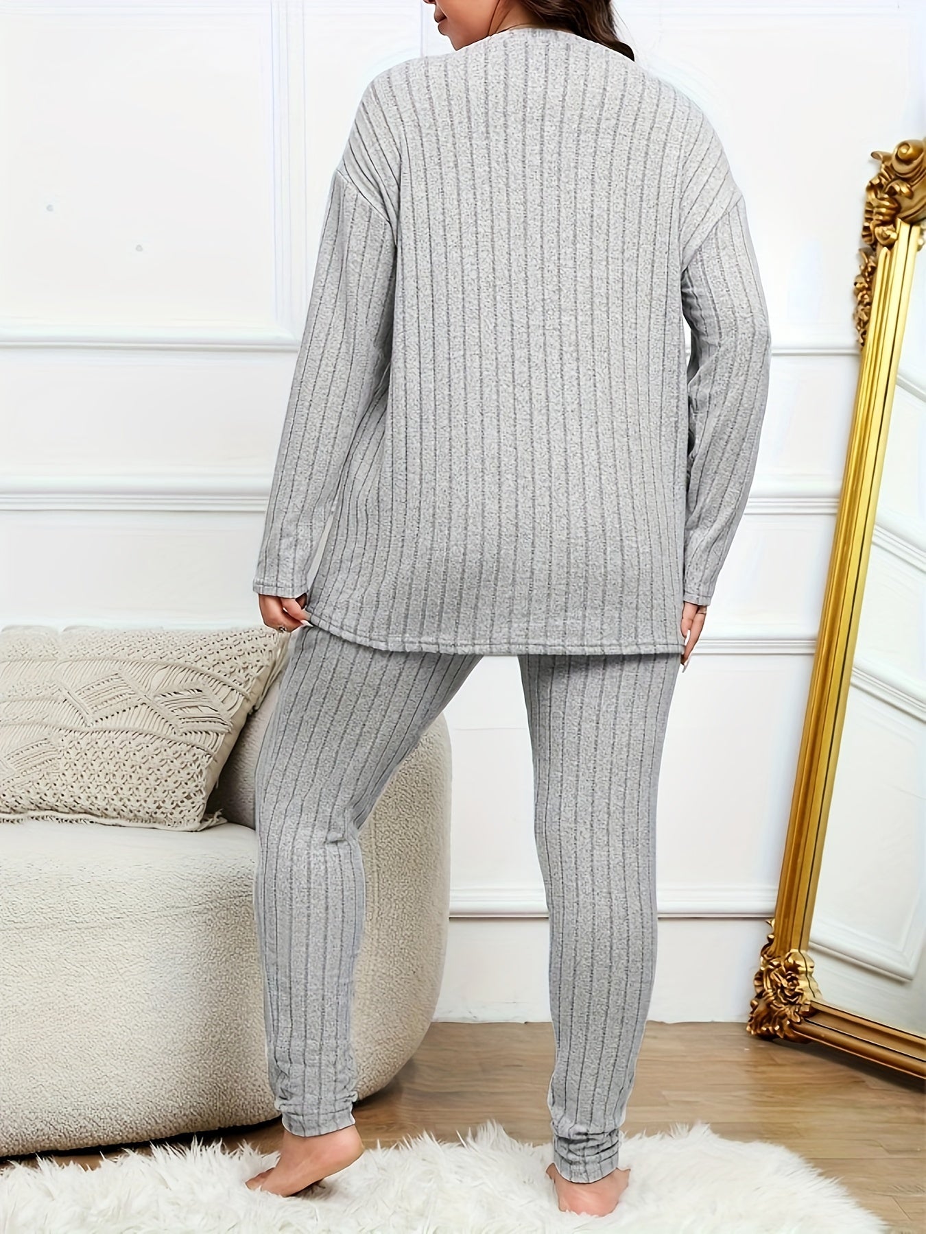 Ribbed Knit Top & Leggings Lounge Set