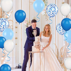 61pcs Bule Confetti Metal Latex Balloon Set for Various Celebrations