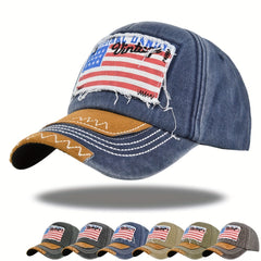 American Flag Patch Baseball Cap Vintage Embroidery Washed Distressed Unisex Dad