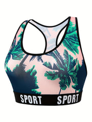 Tropical Print Racer Back Tank Bra