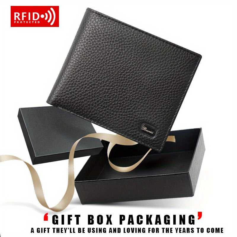 Men's RFID Anti theft Wallet Leather Short Wallet Money Clip Vintage