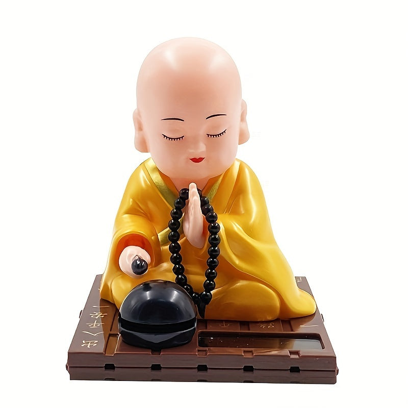 Small Monk Car Creative Ornaments Nodding Knocking Wooden Fish Doll
