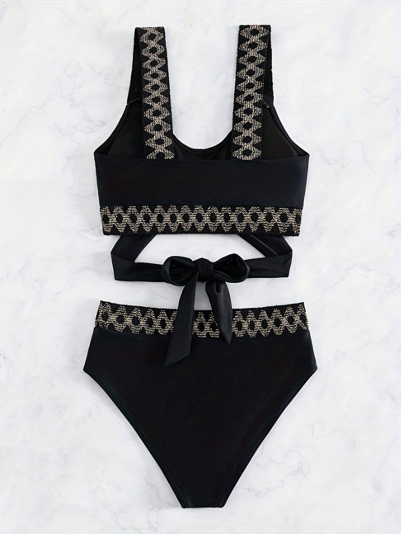 Round Neck Bikini Sets High Waist Two Pieces Swimsuit