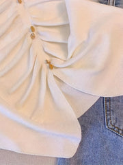 V Neck Tank Top Sleeveless Solid Button Front Tank