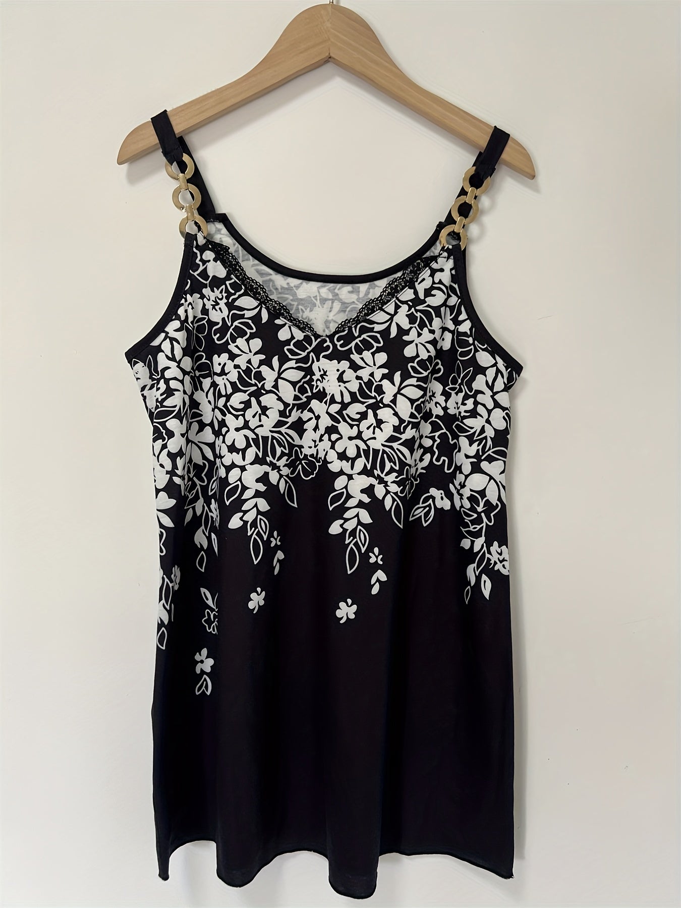 Floral Print Lace Cami Top V Neck Sleeveless Summer Top