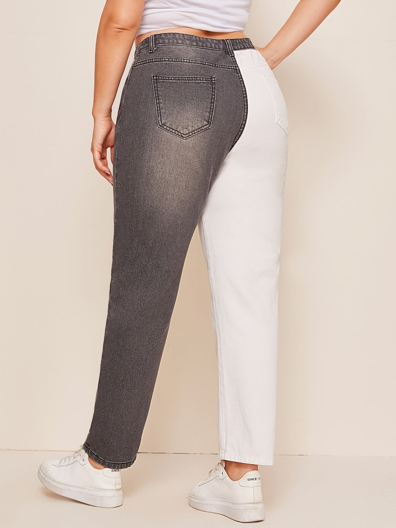 Colorblock High Rise Jeans Plus Size
