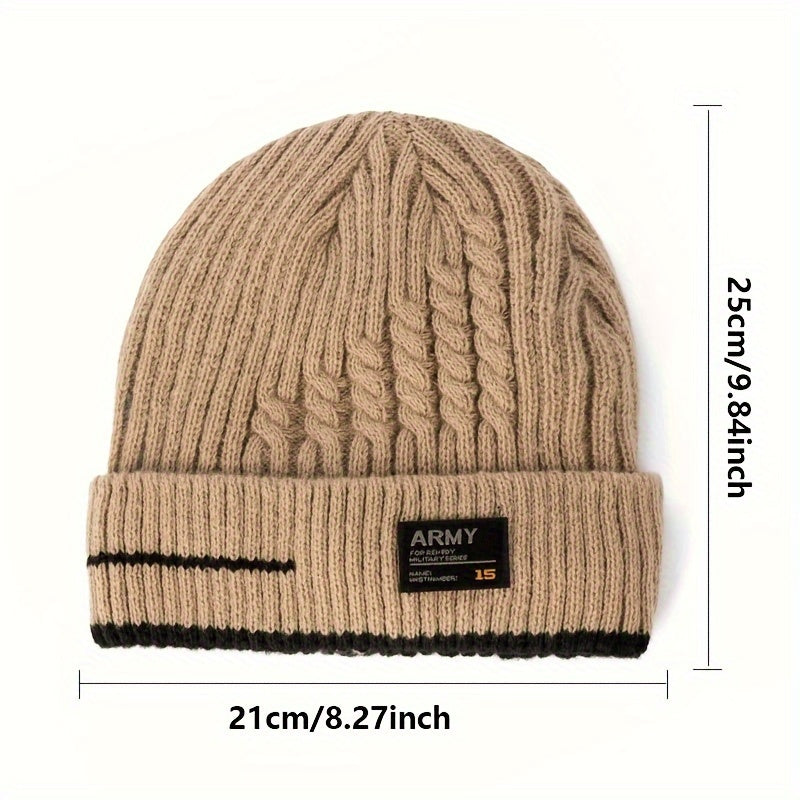 Winter Velvet Lined Knitted Hat Ear Protection Warm Beanies