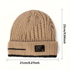 Winter Velvet Lined Knitted Hat Ear Protection Warm Beanies