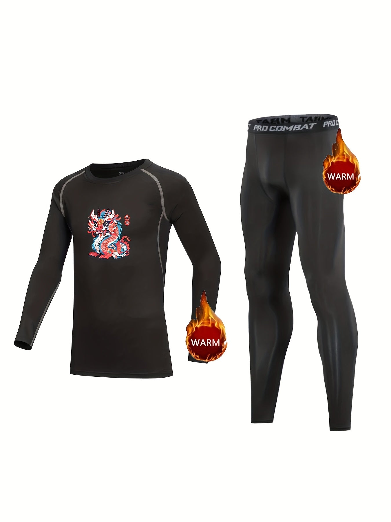 Kids Compression Fleece Sets Crew Neck Pullover Shirt