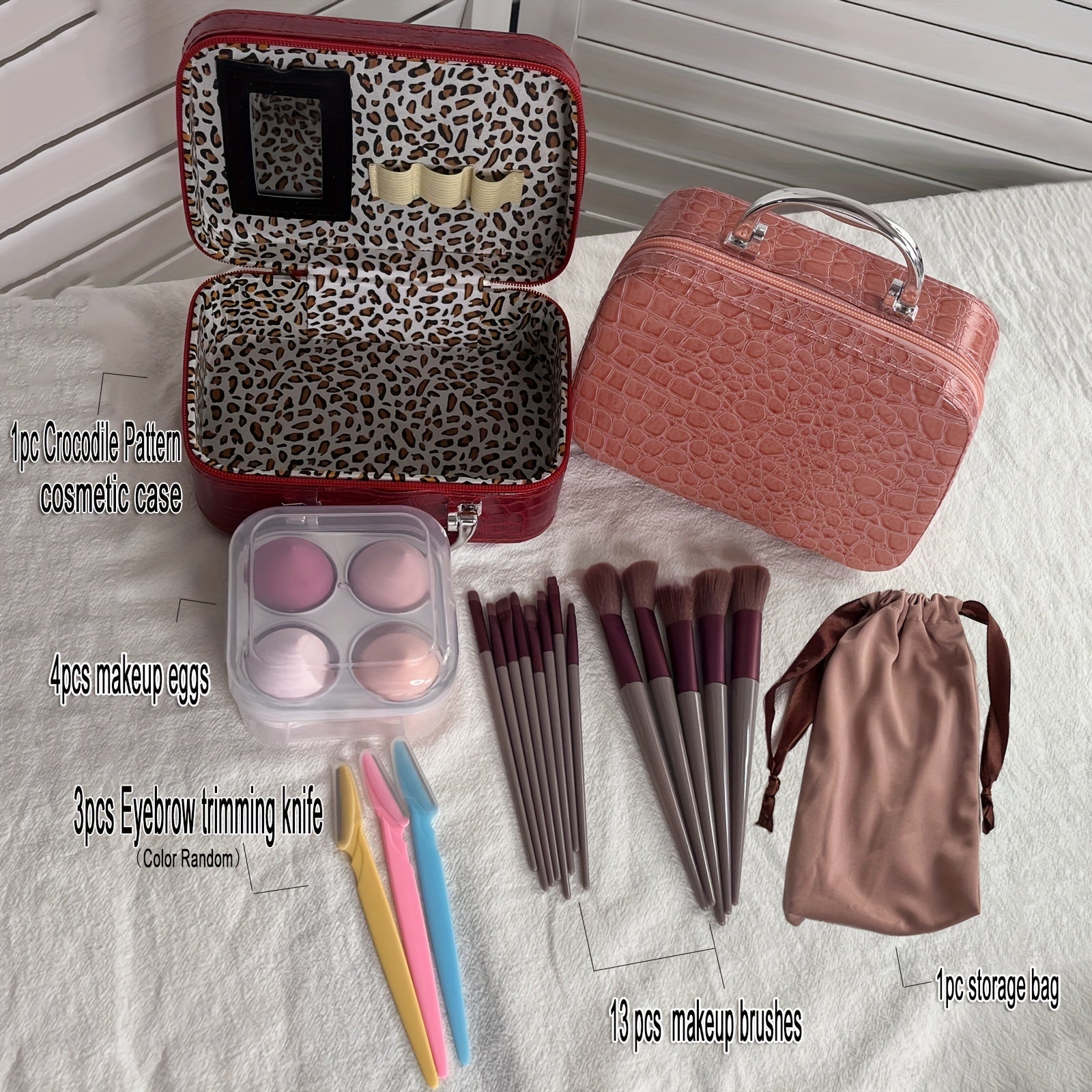 Leopard Makeup Bag Crocodile Cosmetics Case Stone Makeup Box