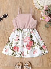 Toddler Girls Flowers Graphic Ruffle Trim Cami Princess Dress