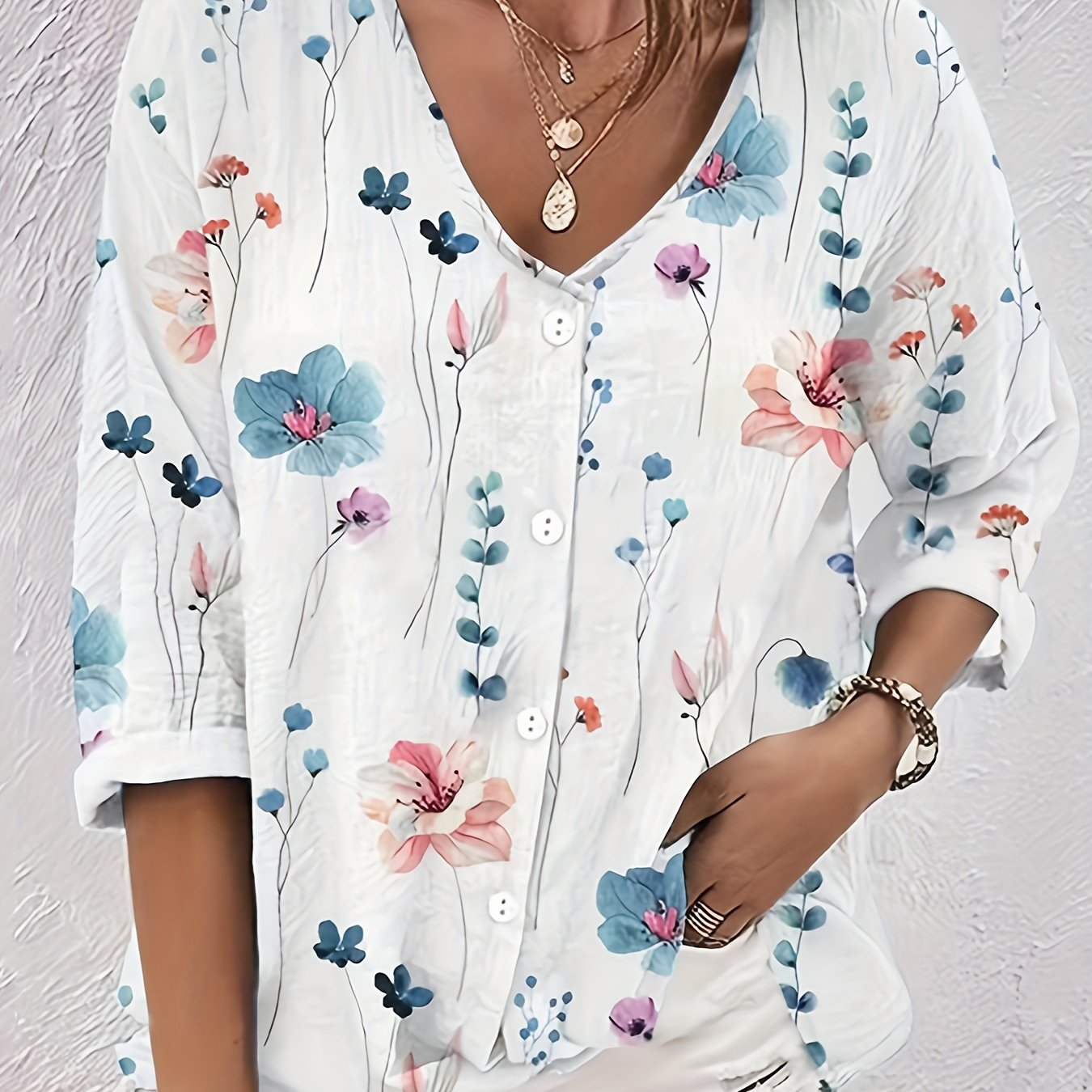 Floral Print Long Sleeve Blouse