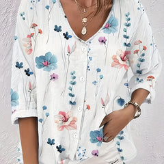 Floral Print Long Sleeve Blouse