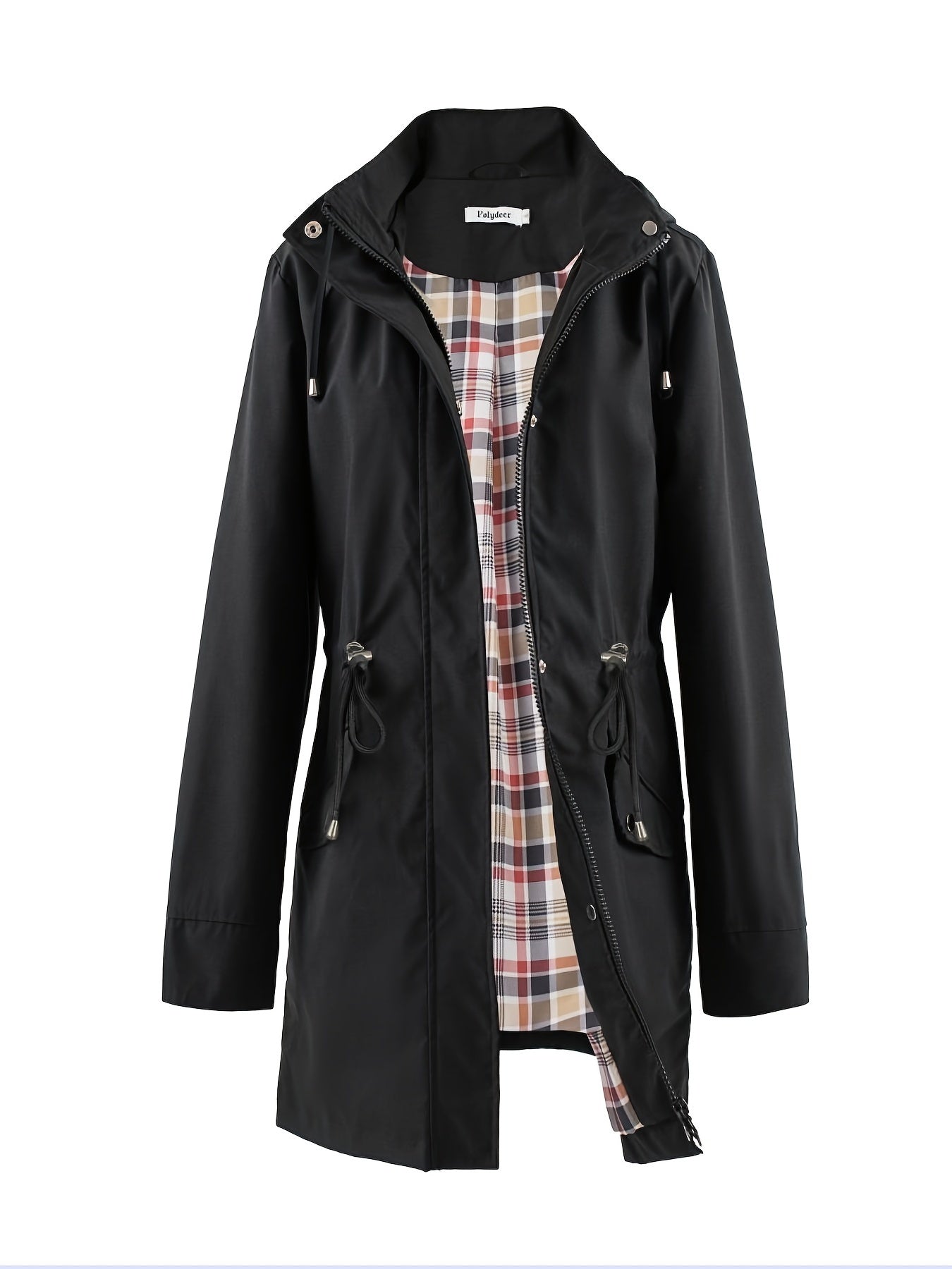 Hooded Zip Up Coat Casual Long Sleeve Coat For Fall & Winter