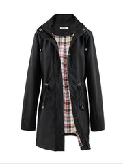 Hooded Zip Up Coat Casual Long Sleeve Coat For Fall & Winter