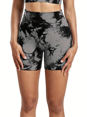 Tie Dye Gym Sports Shorts Women High Waist Running Workout Activewear