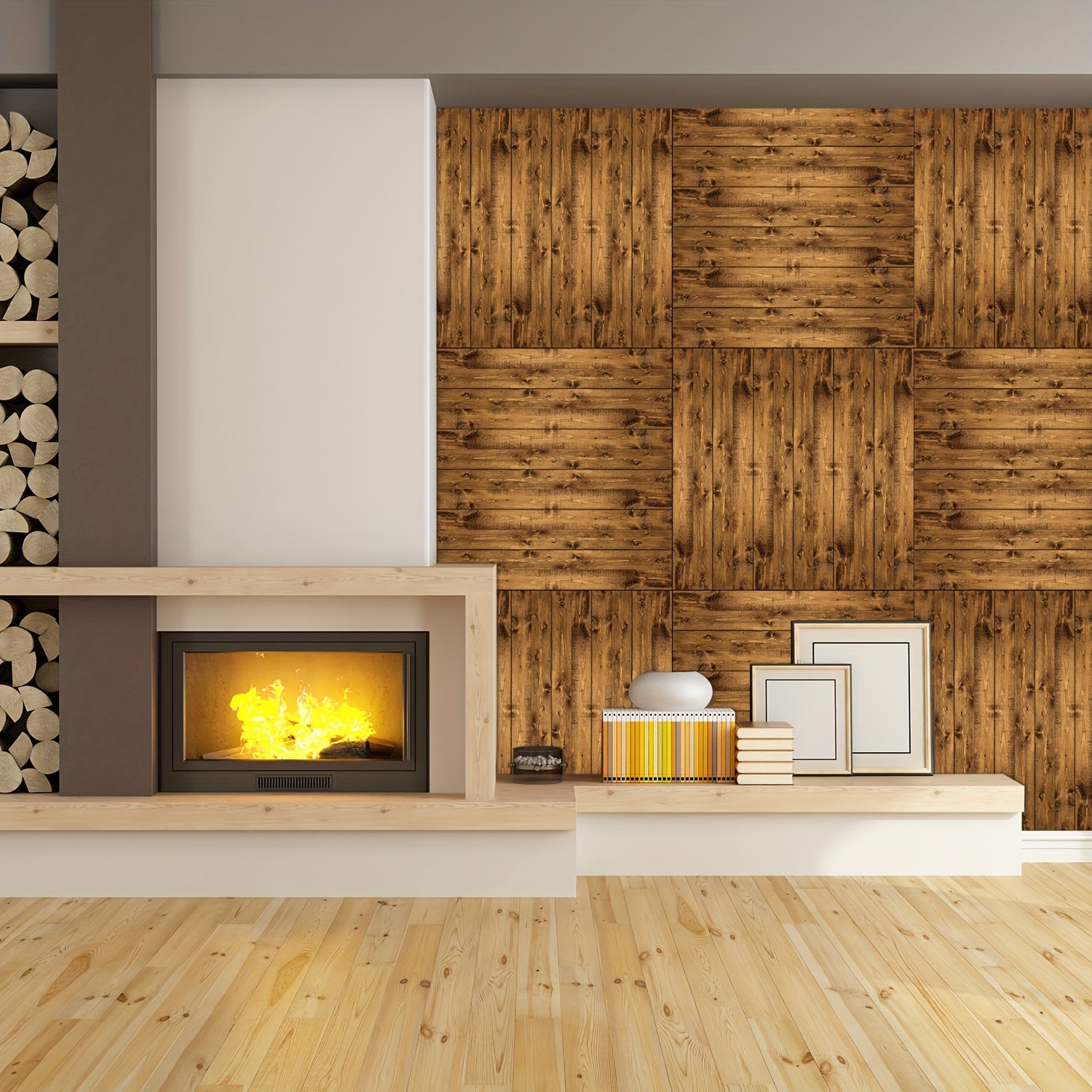 1pc 90 PVC Removable Thick Frosted Wood Grain Self adhesive Wall Sticker