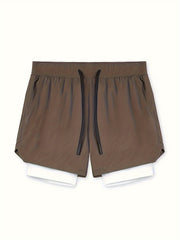 Men's Double Layer Sports Shorts with Pocket