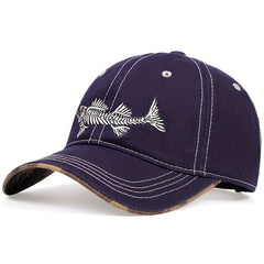 Men Fishbone Baseball Cap Adjustable Casual Hat Spring Autumn Summer Cap