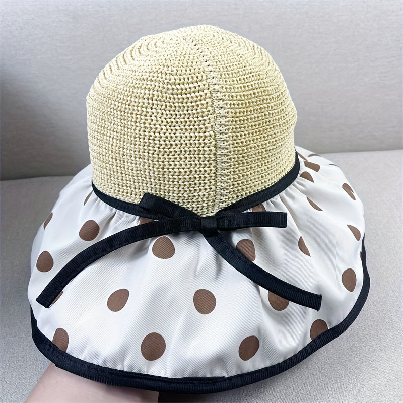 Polka Dot Bucket Hat UV Protection Sun Hat Bowknot