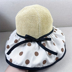 Polka Dot Bucket Hat UV Protection Sun Hat Bowknot