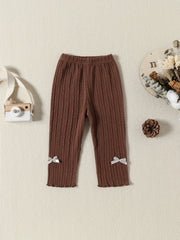 Baby Girl's Cable Knit Legging Pants with Bowknots