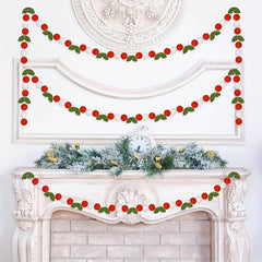 Winter Birthday Decorations: Felt Flowers, Pom Poms, Red Balls, Green Leaves