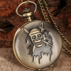 Bronze Skull Pocket Watch Vintage Quartz Movement Halloween Gift