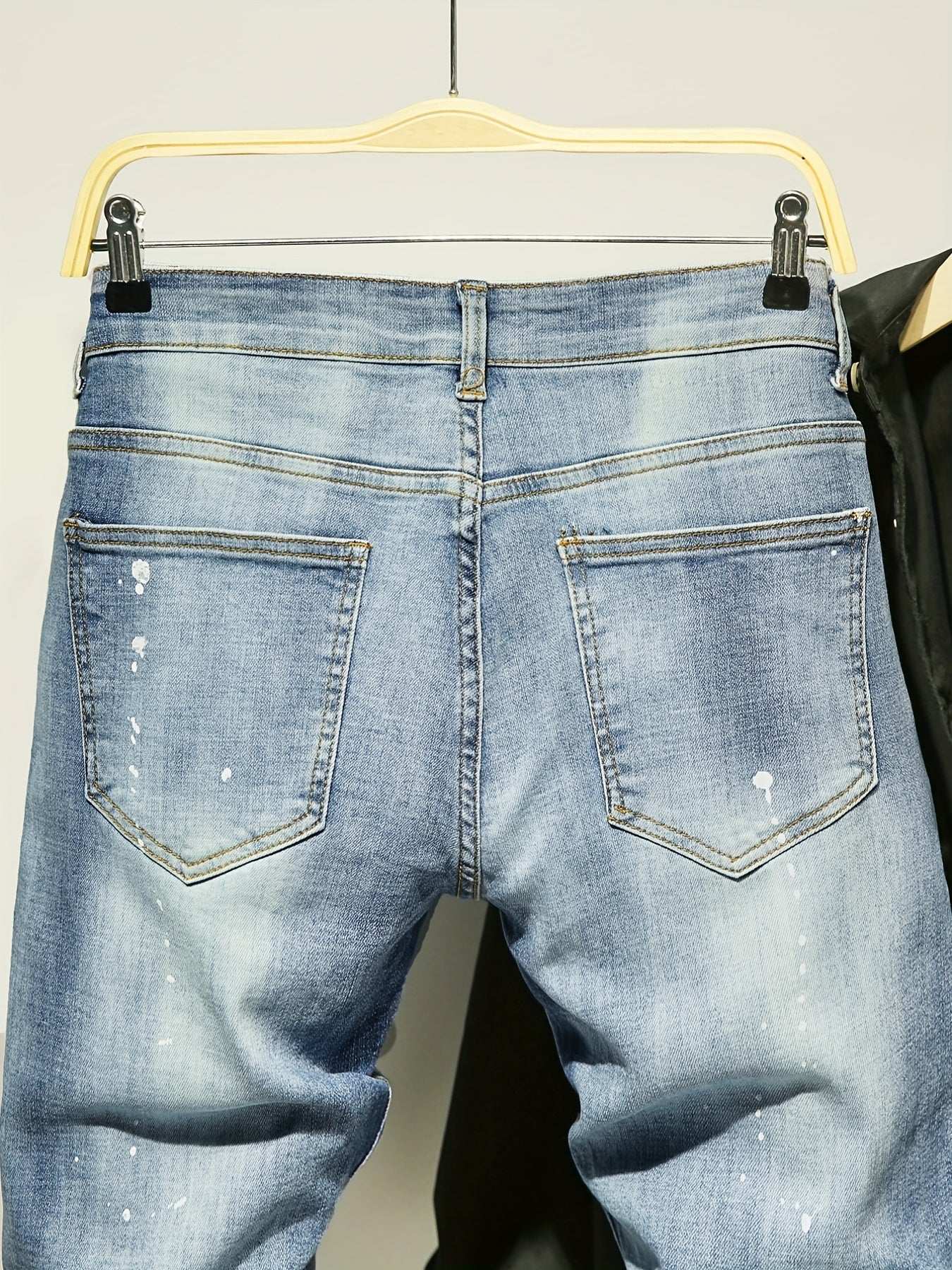 Men's Ripped Cotton Jeans Street Style Distressed Denim Pants