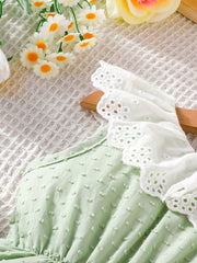 2pcs Baby Girls Eyelet Dress & Bag Set for Summer