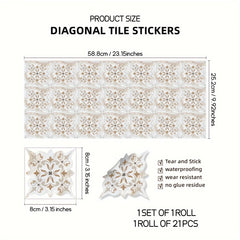 Moroccan Printed Ceramic Tiles Self-adhesive Waterproof 58.9