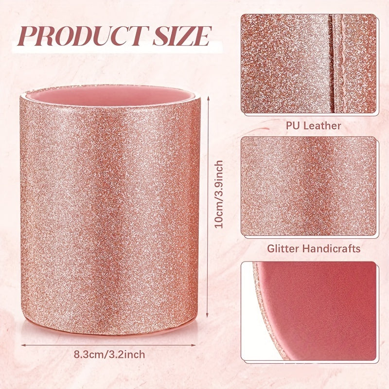 Metal Crystal Pen Set with Pen Holder, Glitter Fancy Ink Desktop Storage Box