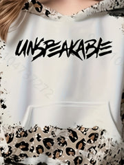 Leopard Print Letter Graphic Hoodies Girls Comfy Pocket Pullover Kids Clothes